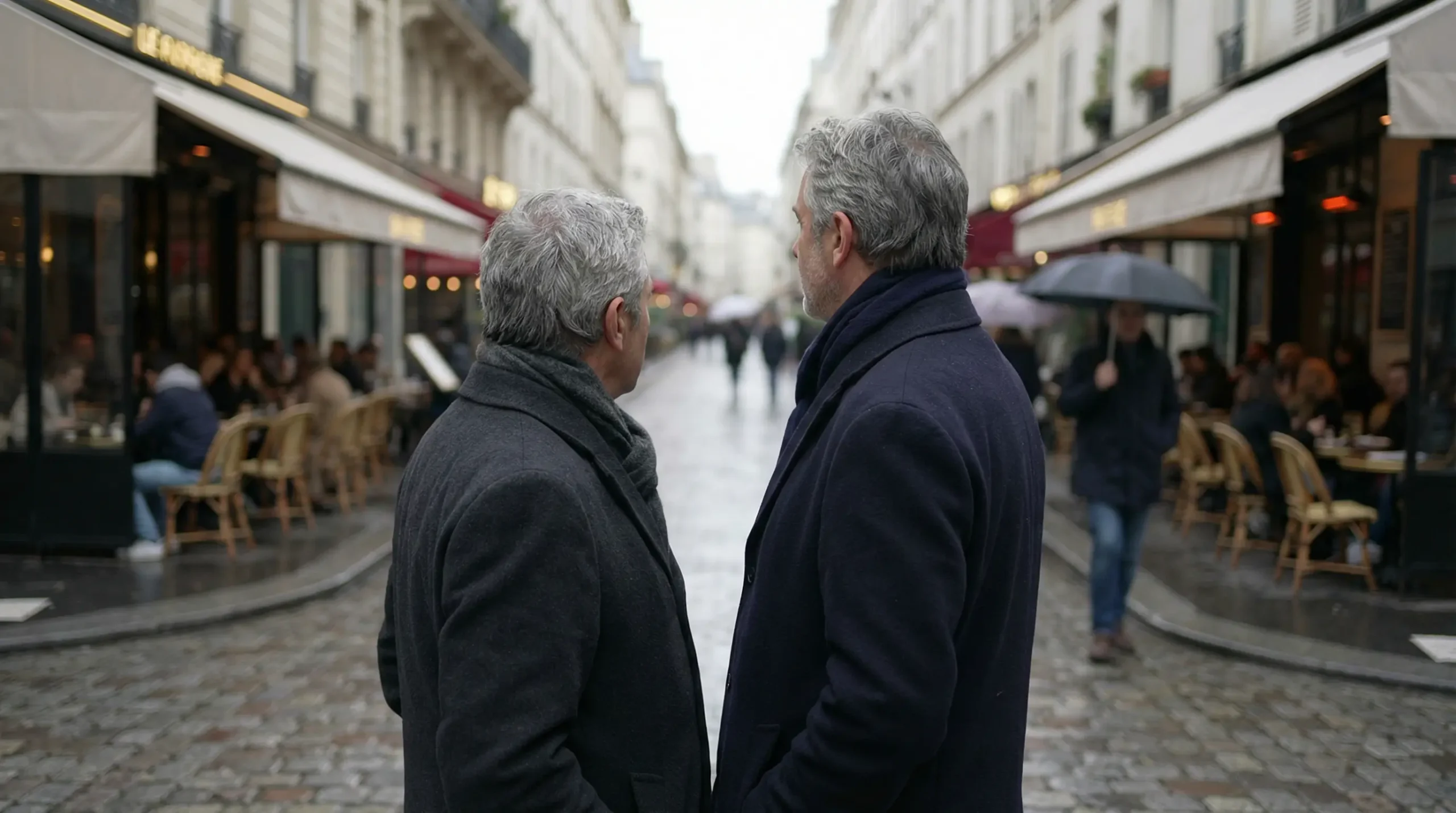 Couple de voyageurs européens admirant une rue typique du 8e arrondissement parisien