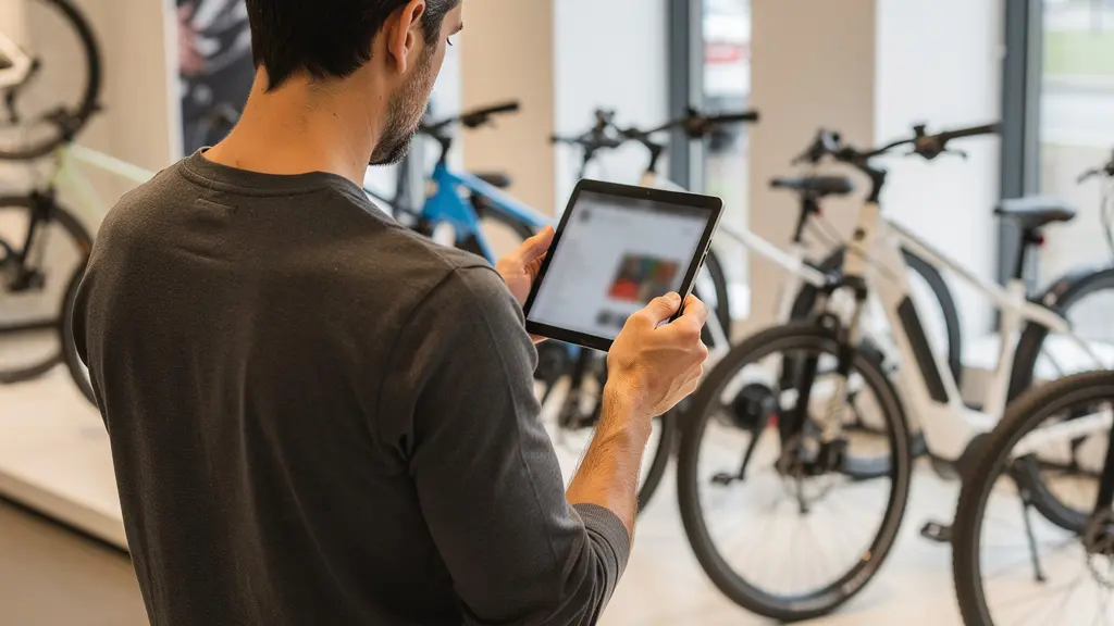 Personne consultant des options de location de vélo électrique